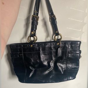 Authentic black leather Coach handbag